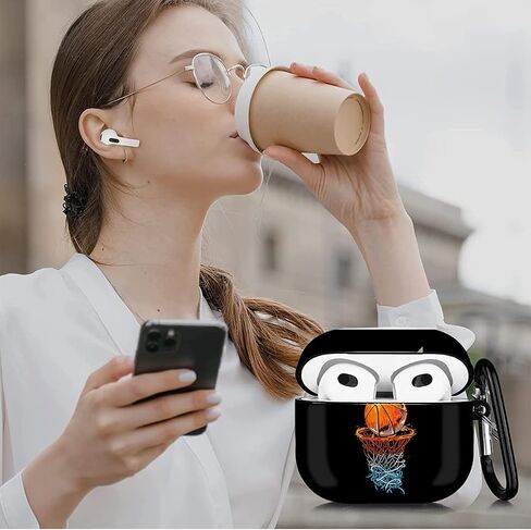 AirPods 3 Case 2021, AirPods 3rd Third Generation 2021 Protective Cover ，Premium TPU Shockproof Protective Cover for AirPods 3rd with Keychain （Baseball Fire） in Saudi Arabia