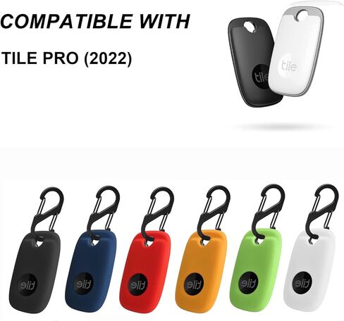 Case Compatible with Tile Pro 2022, Soft Silicone Shockproof Protective Cover with Carabiner Accessories, (Black+Blue+Red+Yellow+Green+White) in Kuwait