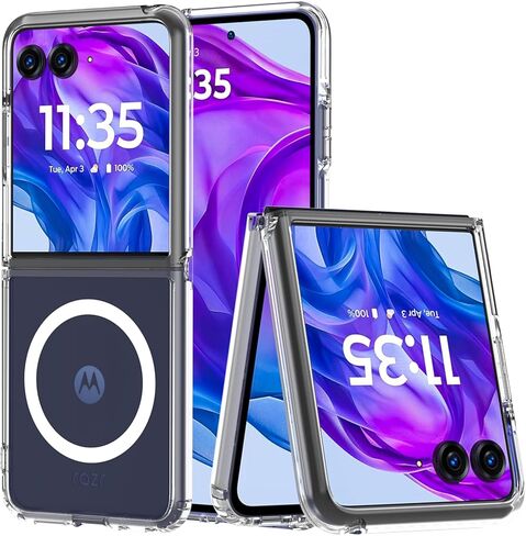 Fin2feel Magnetic Case for Moto Razr Ultra Case, Compatible with Mag-Safe, Transparent Hard PC Shockproof Yellowing Anti-Scratch Cover for Motorola Razr Ultra 2025,Clear in Saudi Arabia