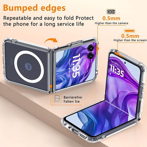 Fin2feel Magnetic Case for Moto Razr Ultra Case, Compatible with Mag-Safe, Transparent Hard PC Shockproof Yellowing Anti-Scratch Cover for Motorola Razr Ultra 2025,Clear in Saudi Arabia