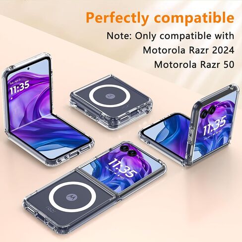 Fin2feel Magnetic Case for Moto Razr Ultra Case, Compatible with Mag-Safe, Transparent Hard PC Shockproof Yellowing Anti-Scratch Cover for Motorola Razr Ultra 2025,Clear in Saudi Arabia