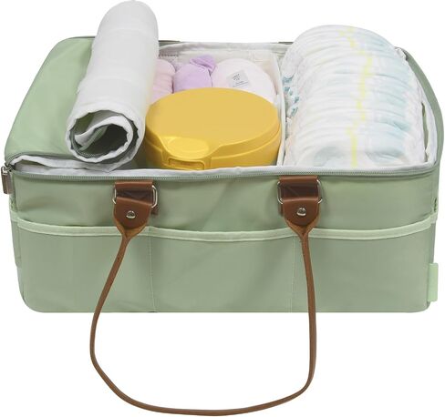 Diaper Caddy Organizer, Baby Basket for Baby Shower With Lid，Car Caddy for New Born，Portable and Foldable Baby Essentials with Handle/8 Side Pockets (cotton print) in Saudi Arabia