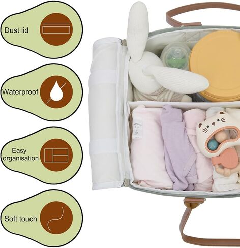 Diaper Caddy Organizer, Baby Basket for Baby Shower With Lid，Car Caddy for New Born，Portable and Foldable Baby Essentials with Handle/8 Side Pockets (cotton print) in Saudi Arabia