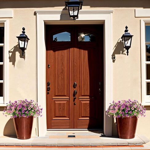 Artificial Fake Plants Flowers for Outdoor Spring Summer Decor, 12 Bundles Faux Silk Daisy for Planter Pot Colorful UV Resistant Look Real for Front Door Porch Patio Outside Yard (Red Purple Yellow) in Kuwait