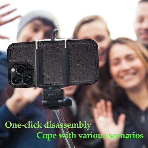 for iPhone 15 Pro Max 6.7"[Compatible magsafe] Wallet case,[Magnetic 2-in-1 Detachable][Back Flip Folio Phone Cases][RFID Blocking Leather] Shockproof Women Men Cover for Apple 15 ProMax Black in Saudi Arabia