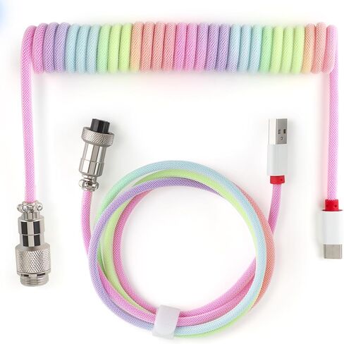 YIMAGUJRX كابل USB C ملفوف مخصص للوحة مفاتيح الألعاب، كابل لوحة المفاتيح الميكانيكية مع طيار معدني قابل للفصل in Kuwait