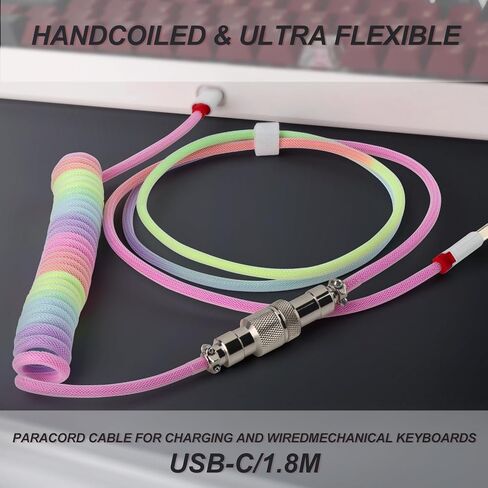 YIMAGUJRX كابل USB C ملفوف مخصص للوحة مفاتيح الألعاب، كابل لوحة المفاتيح الميكانيكية مع طيار معدني قابل للفصل in Kuwait