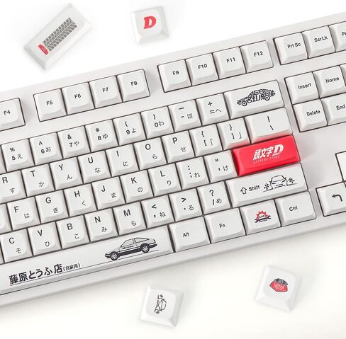 أغطية مفاتيح YIMAGUJRX الأولية D - أغطية مفاتيح يابانية AE86 PBT، 108 مفاتيح أولية D مخصصة لصبغة التسامي OEM للوحة المفاتيح الميكانيكية (أحمر) in Kuwait