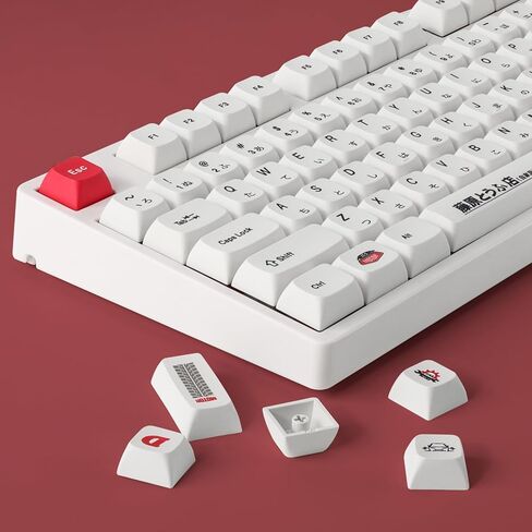 أغطية مفاتيح YIMAGUJRX الأولية D - أغطية مفاتيح يابانية AE86 PBT، 108 مفاتيح أولية D مخصصة لصبغة التسامي OEM للوحة المفاتيح الميكانيكية (أحمر) in Kuwait