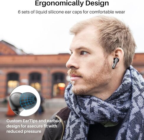 TOZO T9S 2022 Version True Wireless Earbuds 4 Mic Environmental Noise Canceling Call Headphone,Long Endurance Bluetooth 5.3 IPX7 Waterproof Built-in Mic Headset in Kuwait