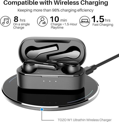 TOZO T9S 2022 Version True Wireless Earbuds 4 Mic Environmental Noise Canceling Call Headphone,Long Endurance Bluetooth 5.3 IPX7 Waterproof Built-in Mic Headset in Kuwait