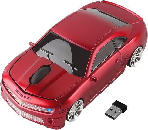 2.4GHz Wireless Mouse Small Cool Sports Car Shape Mouse Ergonomic Optical Mice Mini Portable Cordless Computer Mouse with USB Receiver for Laptop PC,Red in Kuwait