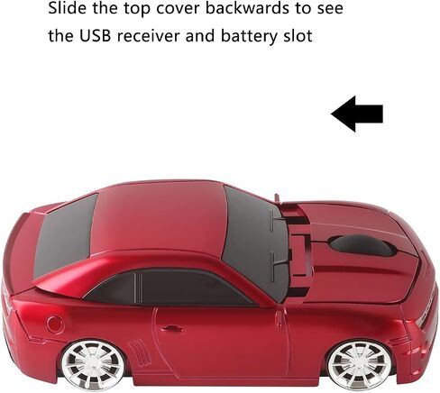 2.4GHz Wireless Mouse Small Cool Sports Car Shape Mouse Ergonomic Optical Mice Mini Portable Cordless Computer Mouse with USB Receiver for Laptop PC,Red in Kuwait