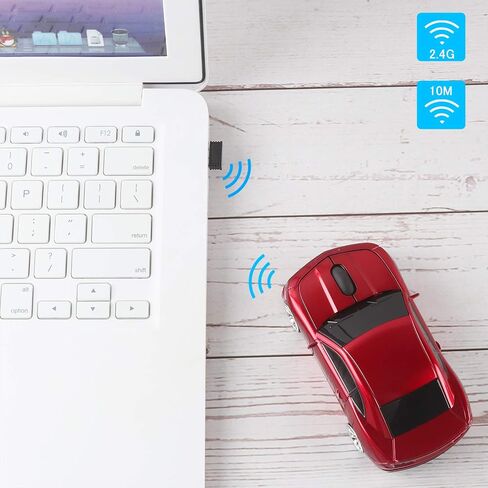 2.4GHz Wireless Mouse Small Cool Sports Car Shape Mouse Ergonomic Optical Mice Mini Portable Cordless Computer Mouse with USB Receiver for Laptop PC,Red in Kuwait