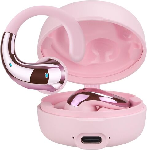 Wireless Earbuds Bluetooth Headphones 5.4 Ear Buds Bass Stereo Open Ear Headphones Bluetooth Earbuds 50H Playtime IPX7 Waterproof Earphones with ENC Mic Headsets for iPhone Android Laptop Pink in Saudi Arabia
