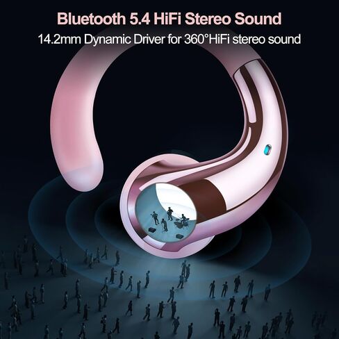 Wireless Earbuds Bluetooth Headphones 5.4 Ear Buds Bass Stereo Open Ear Headphones Bluetooth Earbuds 50H Playtime IPX7 Waterproof Earphones with ENC Mic Headsets for iPhone Android Laptop Pink in Saudi Arabia