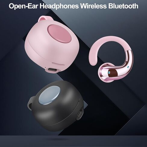 Wireless Earbuds Bluetooth Headphones 5.4 Ear Buds Bass Stereo Open Ear Headphones Bluetooth Earbuds 50H Playtime IPX7 Waterproof Earphones with ENC Mic Headsets for iPhone Android Laptop Pink in Saudi Arabia