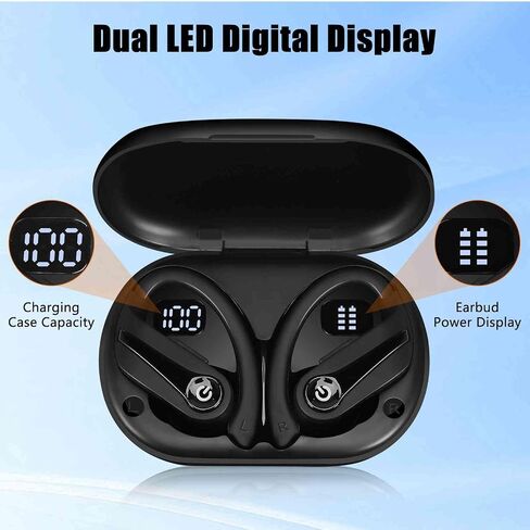 Q63 Wireless Earbuds for Amazon Fire HD 10 (2021) with Immersive Sound True 5.0 Bluetooth Over The Ear Sport Headphones with a Charging Case - Stereo Calls Touch Control IPX7 Sweatproof Deep Bass in Saudi Arabia