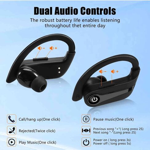 Q63 Wireless Earbuds for Amazon Fire HD 10 (2021) with Immersive Sound True 5.0 Bluetooth Over The Ear Sport Headphones with a Charging Case - Stereo Calls Touch Control IPX7 Sweatproof Deep Bass in Saudi Arabia