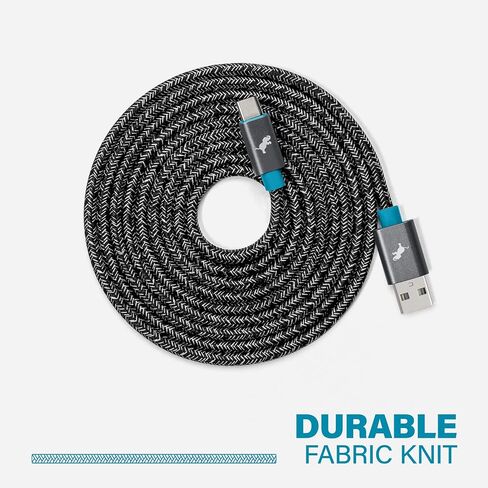 Nimble PowerKnit USB-A to USB-C Fast Charging Cable (2M, Durable Flex Fabric) for Samsung Phones, Pixel, Android and More, Made from Recycled Plastic and Aluminum in Saudi Arabia
