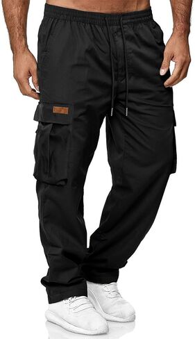Men's Casual Cargo Sweatpants Waist Drawstring Joggers Hiking Tactical Pants for Men with Pockets in Saudi Arabia