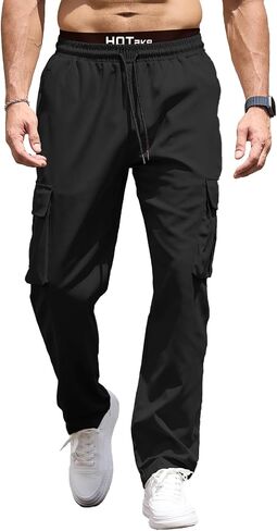 Men's Casual Cargo Sweatpants Waist Drawstring Joggers Hiking Tactical Pants for Men with Pockets in Saudi Arabia