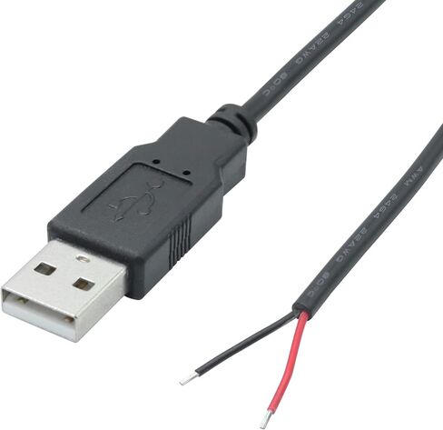 2Pcs Short USB 2.0 Male 2 Pin Bare Wire 30cm/11.8in, USB A 5V/3A Pigtail Open End Power Cable,for USB Equipment Installed or Replace Repair DIY Cable in Kuwait