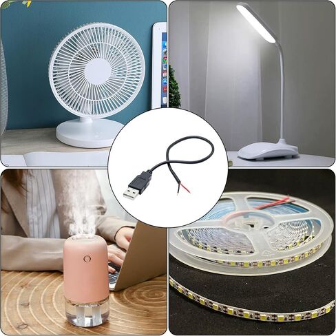 2Pcs Short USB 2.0 Male 2 Pin Bare Wire 30cm/11.8in, USB A 5V/3A Pigtail Open End Power Cable,for USB Equipment Installed or Replace Repair DIY Cable in Kuwait