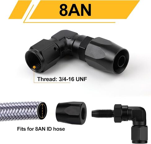 6AN Hose End Fitting, Black 90 Degree Hose Fitting Swivel Low Profile Forged Aluminum Swivel Fitting Fits for CPE Braided Lines in Saudi Arabia