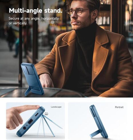 حافظة SURITCH لهاتف Samsung Galaxy A15 مع غطاء منزلق للكاميرا المغناطيسية ومسند قابل للتعديل وواقي شاشة، غطاء واقٍ متين لكامل الجسم مقاوم للصدمات بطبقة مزدوجة لهاتف Samsung A15 مقاس 6.5 بوصة - أزرق in Saudi Arabia