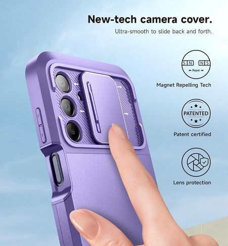 حافظة SURITCH لهاتف Samsung Galaxy A15 مع غطاء منزلق للكاميرا المغناطيسية ومسند قابل للتعديل وواقي شاشة، غطاء واقٍ متين لكامل الجسم مقاوم للصدمات بطبقة مزدوجة لهاتف Samsung A15 مقاس 6.5 بوصة - أزرق in Saudi Arabia