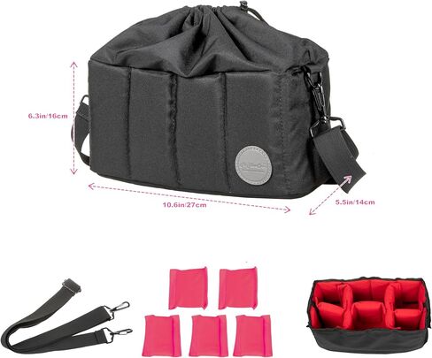 Shockproof Padded Camera Bag Case with Red Liner for Rangefinder/Mirrorless/DSLR Cameras for Leica Canon Sony Fujifilm Nikon in Saudi Arabia