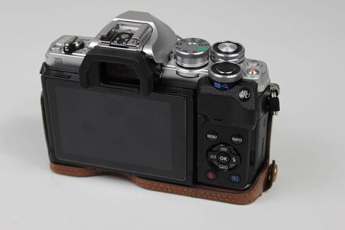 E-M10 Mark IV Case, BolinUS Handmade PU Leather Half Camera Case Bag Cover Bottom Opening Version for Olympus OM-D E-M10 Mark IV with Hand Strap (Coffee) in Saudi Arabia