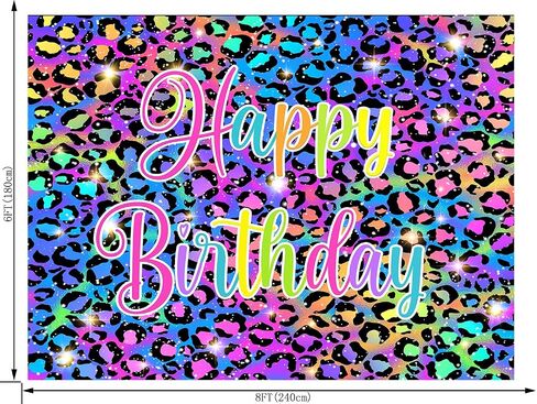 Colorful Neon Glow Birthday Backdrop for Photography Paint Splatter Graffiti Retro Disco Hip Pop Party Decorations Background Rainbow Leopard Print Pattern Party Photoshoot Prop 7X5FT CEM308B in Kuwait
