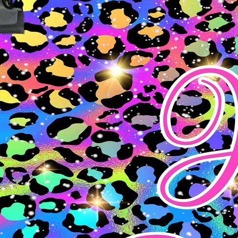 Colorful Neon Glow Birthday Backdrop for Photography Paint Splatter Graffiti Retro Disco Hip Pop Party Decorations Background Rainbow Leopard Print Pattern Party Photoshoot Prop 7X5FT CEM308B in Kuwait