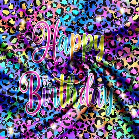 Colorful Neon Glow Birthday Backdrop for Photography Paint Splatter Graffiti Retro Disco Hip Pop Party Decorations Background Rainbow Leopard Print Pattern Party Photoshoot Prop 7X5FT CEM308B in Kuwait