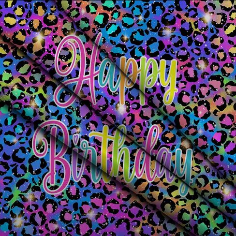 Colorful Neon Glow Birthday Backdrop for Photography Paint Splatter Graffiti Retro Disco Hip Pop Party Decorations Background Rainbow Leopard Print Pattern Party Photoshoot Prop 7X5FT CEM308B in Kuwait