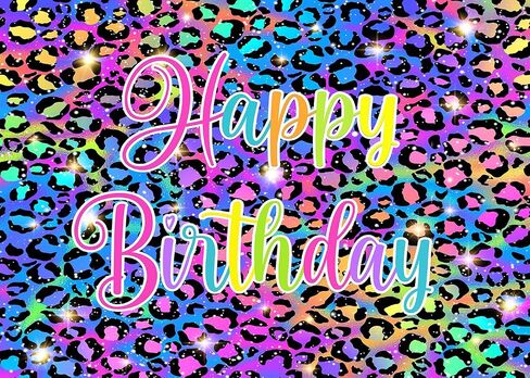 Colorful Neon Glow Birthday Backdrop for Photography Paint Splatter Graffiti Retro Disco Hip Pop Party Decorations Background Rainbow Leopard Print Pattern Party Photoshoot Prop 7X5FT CEM308B in Kuwait