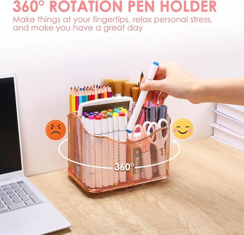 Housmile Rose Gold Desk Organizers and Accessories, Office Desk Accessories with 8 Compartments, Drawer, Pen Holder, Phone Holder, Long tail clip, Paper clips, and H-nails for Office School Home in Saudi Arabia