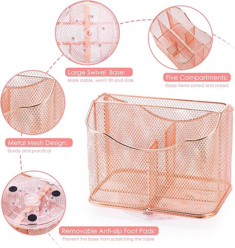 Housmile Rose Gold Desk Organizers and Accessories, Office Desk Accessories with 8 Compartments, Drawer, Pen Holder, Phone Holder, Long tail clip, Paper clips, and H-nails for Office School Home in Saudi Arabia