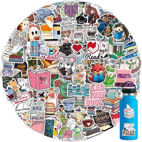 cobee Book Stickers, 100PCS Reading Stickers Library Sticker Bookish Sticker Book Lovers Gifts Waterproof Vinyl Decals for Laptops Water Bottle Computer Refrigerators Luggage Phone Cases Bicycles in Saudi Arabia