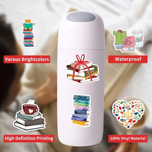 cobee Book Stickers, 100PCS Reading Stickers Library Sticker Bookish Sticker Book Lovers Gifts Waterproof Vinyl Decals for Laptops Water Bottle Computer Refrigerators Luggage Phone Cases Bicycles in Saudi Arabia
