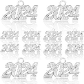 DSLSQD 12 قطعة 2024 سحر التخرج 2024 سحر الشرابة 2024 قلادة التخرج سحر ذهبي لقبعة التخرج شرابة 2024 رقم سحر لصنع المجوهرات (ذهبي)