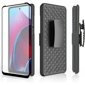 Ailiber for Moto G Stylus 2022 4G 2022 Case, Motorola Moto G Stylus 2022 Holster with Screen Protector, Swivel Belt Clip, Kickstand Holder, Slim Shell Slide Phone Case for Moto G Stylus 2022 4G-Black