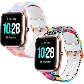 Fintie 2 Pack Sport Bands Compatible with 19mm ID205L Veryfitpro Smart Watch and ID205G ID205 ID205U ID205S ID215G, Quick Release Soft Silicone Wristband Replacement Strap