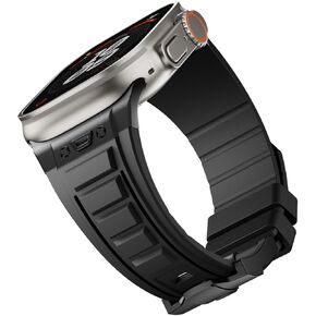 Sport Band Compatible with Apple Watch Ultra/Ultra 2 Band 49mm, Men Luxury Rugged Silicone Rubber Strap for iWatch Series 9 8 7 6 5 4 3 2 1 SE 45mm 44mm 42mm with Metal Connector