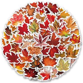 120Pcs Fall Thanksgiving Tree Maple Leaf Stickers Decals for Laptop Water Bottle Bumper Luggage Computer Skateboard Snowboard. Gifts for Kids Girls Teens