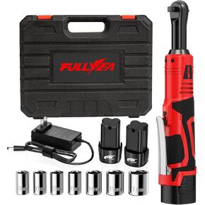 Electric Ratchet Wrench Set, 550 RPM Cordless Ratchet Wrench, 3/8" 18V Power Ratchet Tools with Variable Speed, LED Light, 7 Sockets, 2 Packs 2.0Ah Lithium-Ion Battery and Fast Charger