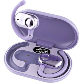 Purple Out of Ear Open Ear Headphones Wireless Ear OWS Hanging Earphones 5.4 Bluetooth Air Bone Conduction Around Over the Ear TWS Wireless Earbuds Outside the Ear Headphones Ear buds with Ear Loops