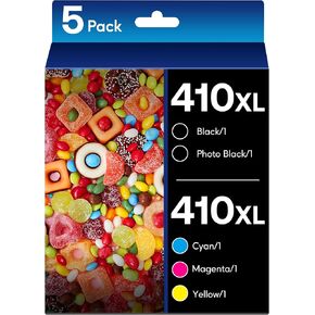 Remanufactured Ink Cartridge Replacement for Epson 410XL 410 XL High Yield to use with Expression XP-640 XP-830 XP-7100 XP-530 XP-630 XP-635 Printer, (Cyan, Magenta, Yellow, Black) 5 Packs